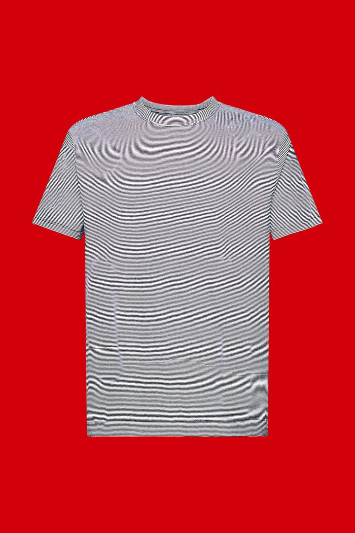 Randig jersey-T-shirt, bomull-linnemix, NAVY, detail image number 6
