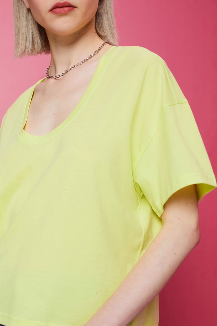 Kort oversize-T-shirt, 100% bomull, LIME YELLOW, detail image number 2