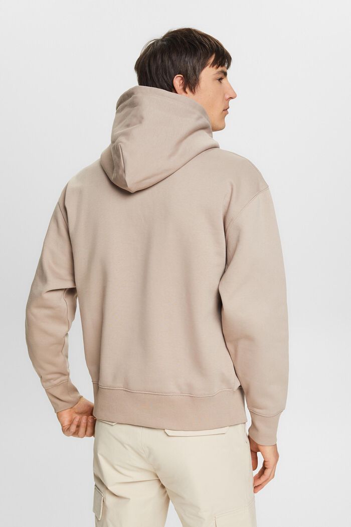 Sweatshirt i fleece med huva och logo, LIGHT TAUPE, detail image number 3