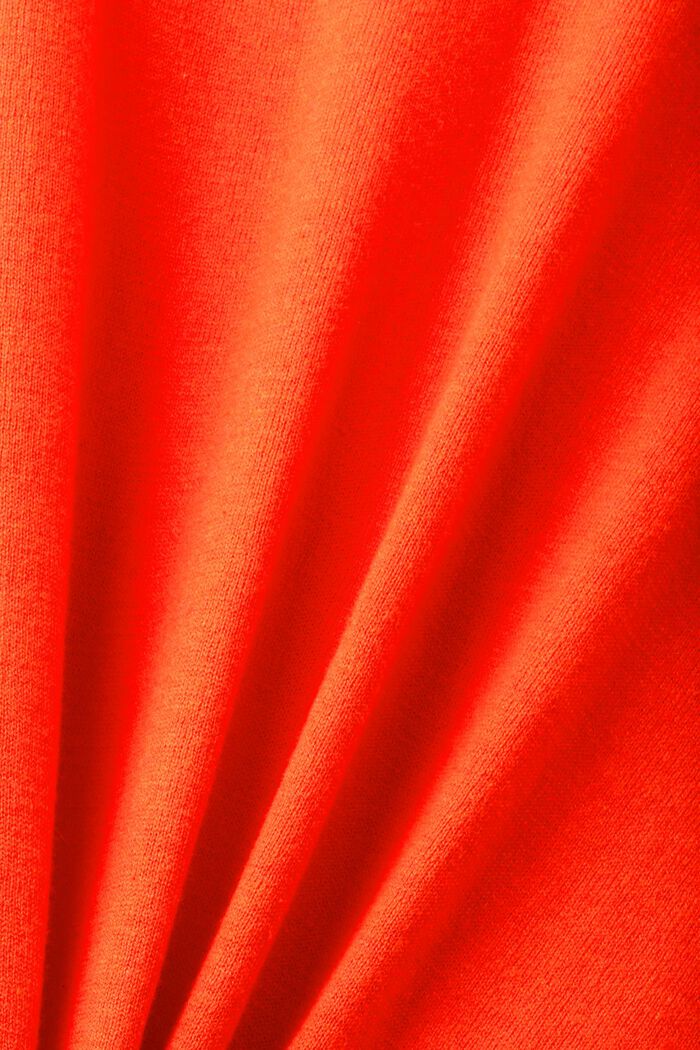 Stickad kortärmad tröja med linne, ORANGE RED, detail image number 5