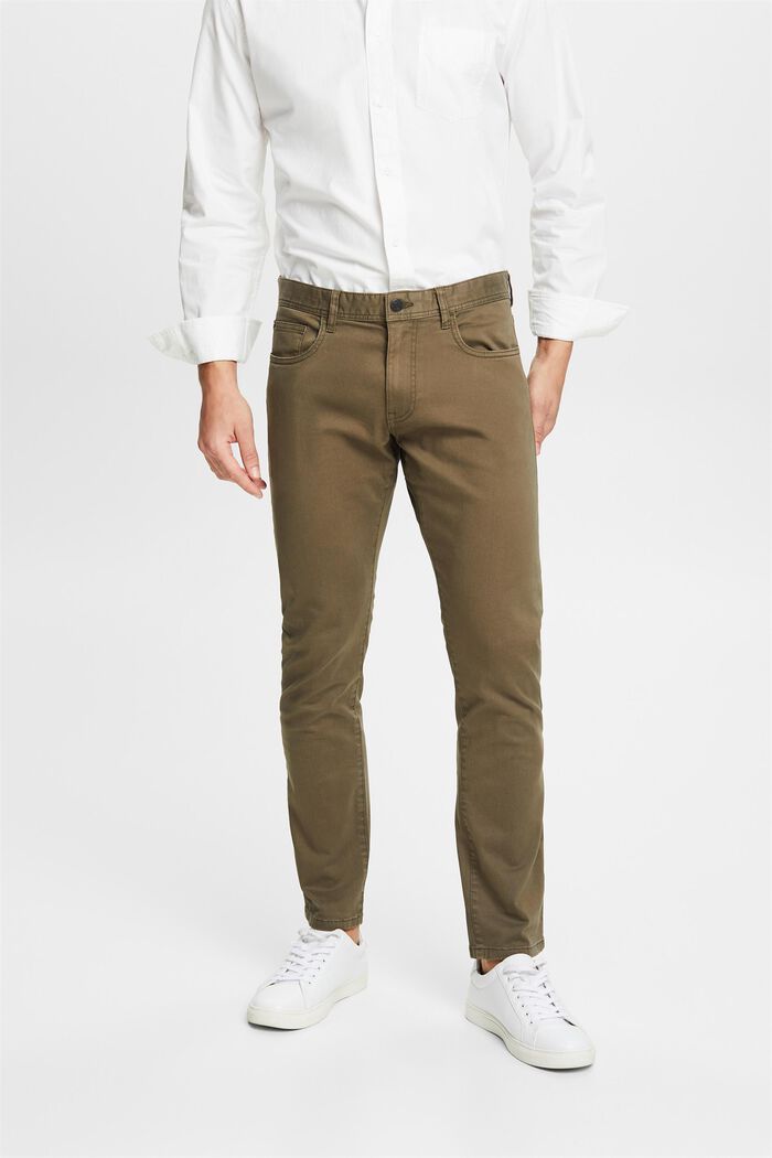 Jeans med smal passform, ekologisk bomull, DARK KHAKI, detail image number 0