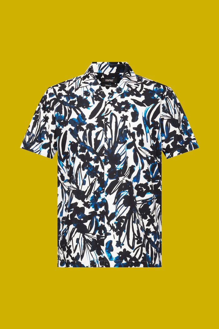 Mönstrad kortärmad skjorta, 100 % bomull, NAVY, detail image number 7