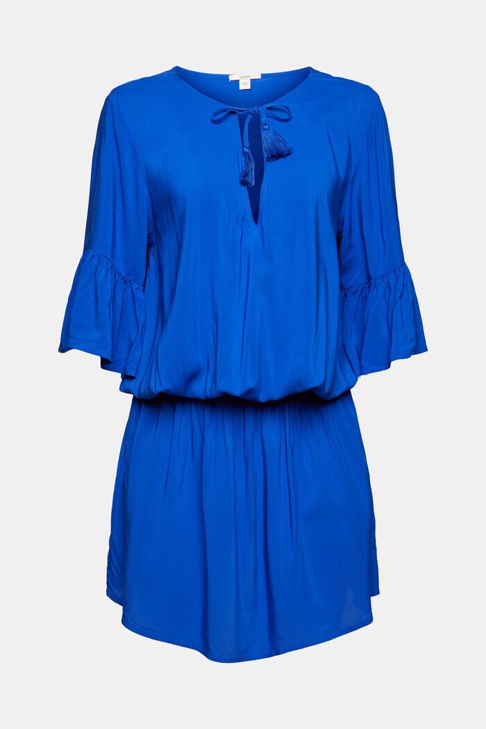 Klänning med smockad midja, LENZING™ ECOVERO™, BRIGHT BLUE, detail image number 7