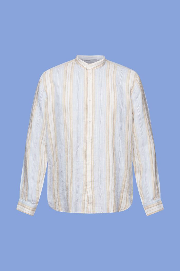 Randig skjorta, 100% linne, SAND, detail image number 5