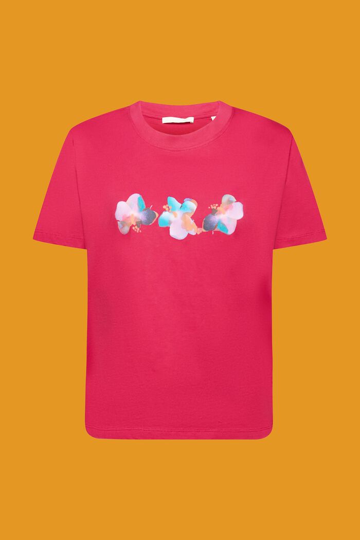 Bomulls-T-shirt med blomtryck, DARK PINK, detail image number 5