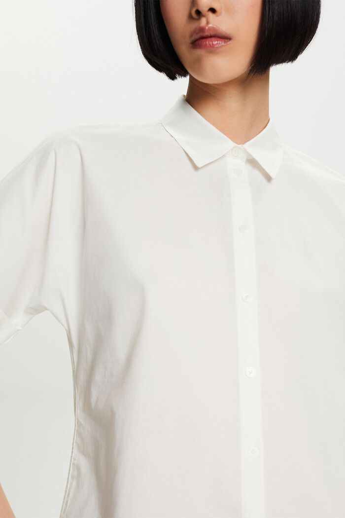 Kortärmad poplinskjorta i bomull, OFF WHITE, detail image number 4