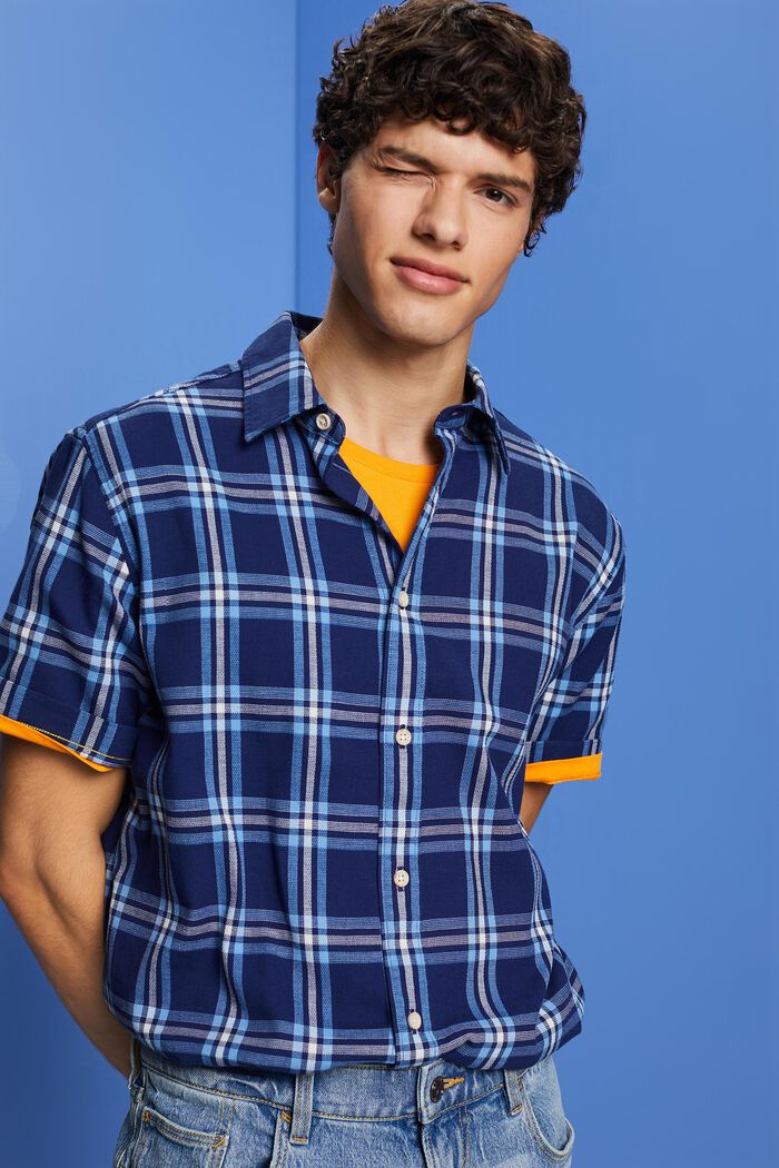 Rutig kortärmad skjorta, DARK BLUE, detail image number 4