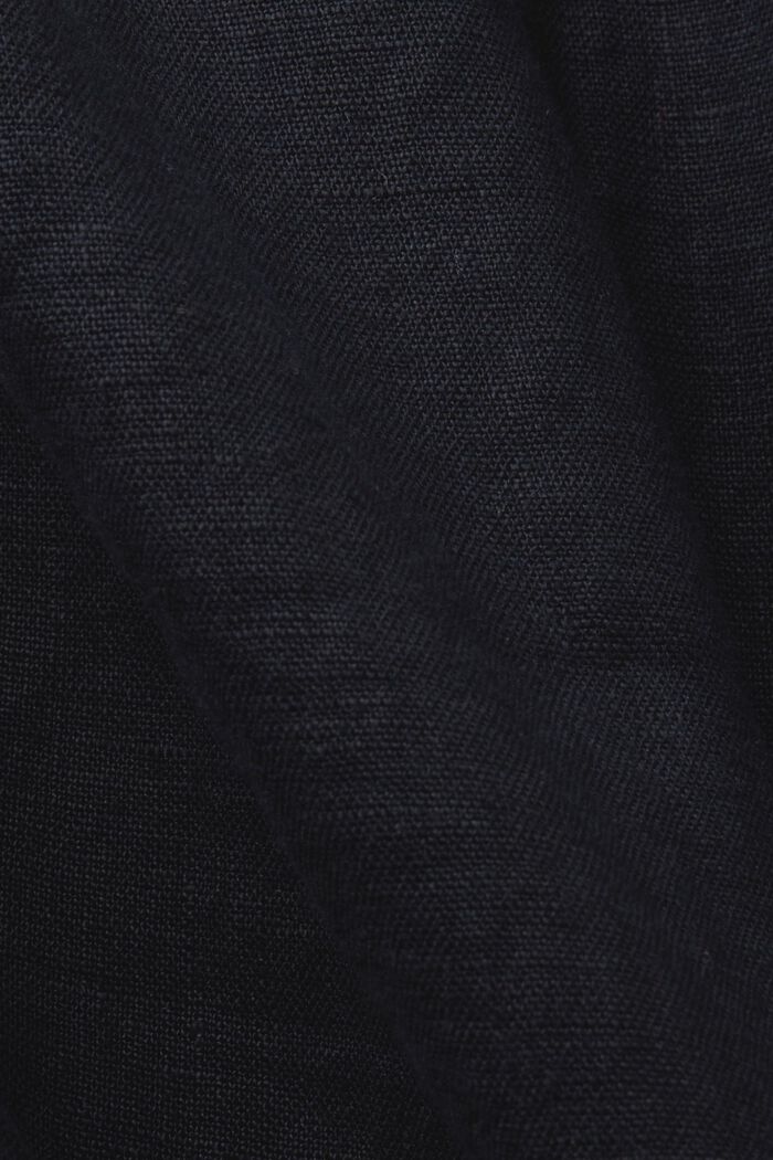 Ärmlös babydoll-blus i linne, BLACK, detail image number 4