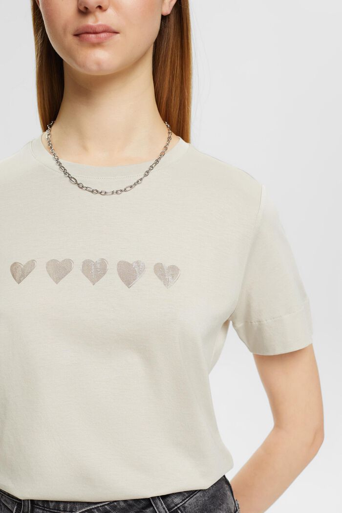 T-shirt med tryck på bröstet, LIGHT TAUPE, detail image number 2