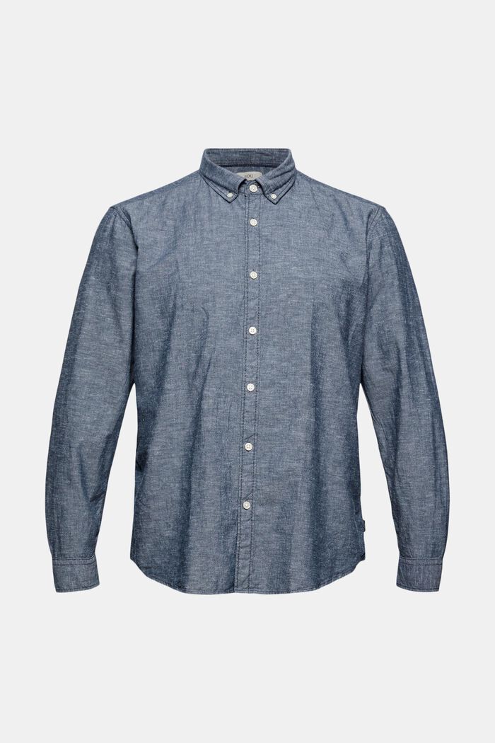 Linne/ekologisk bomull: button-down-skjorta, NAVY, detail image number 7