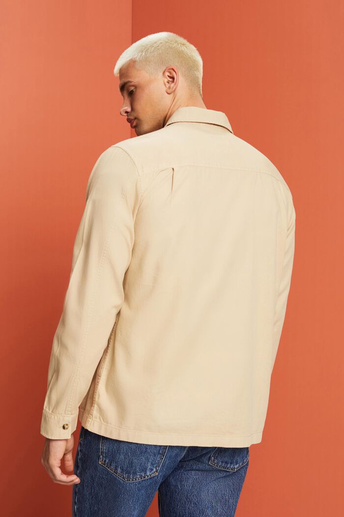Twill overshirt, 100% bomull, SAND, detail image number 3