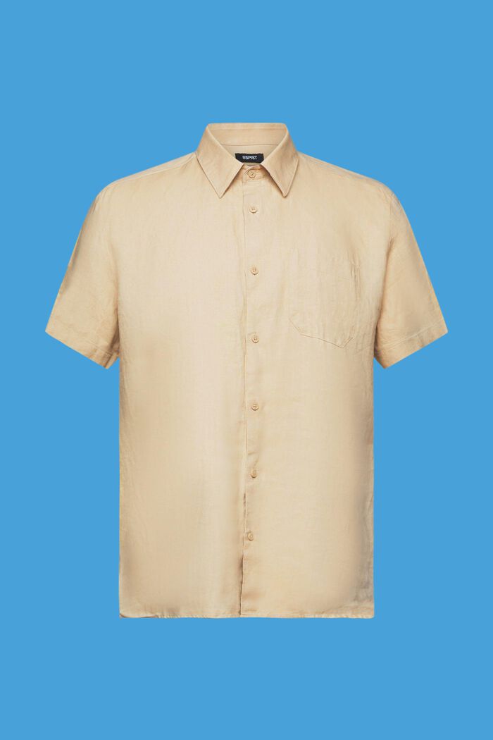 Kortärmad skjorta av linne, SAND, detail image number 5