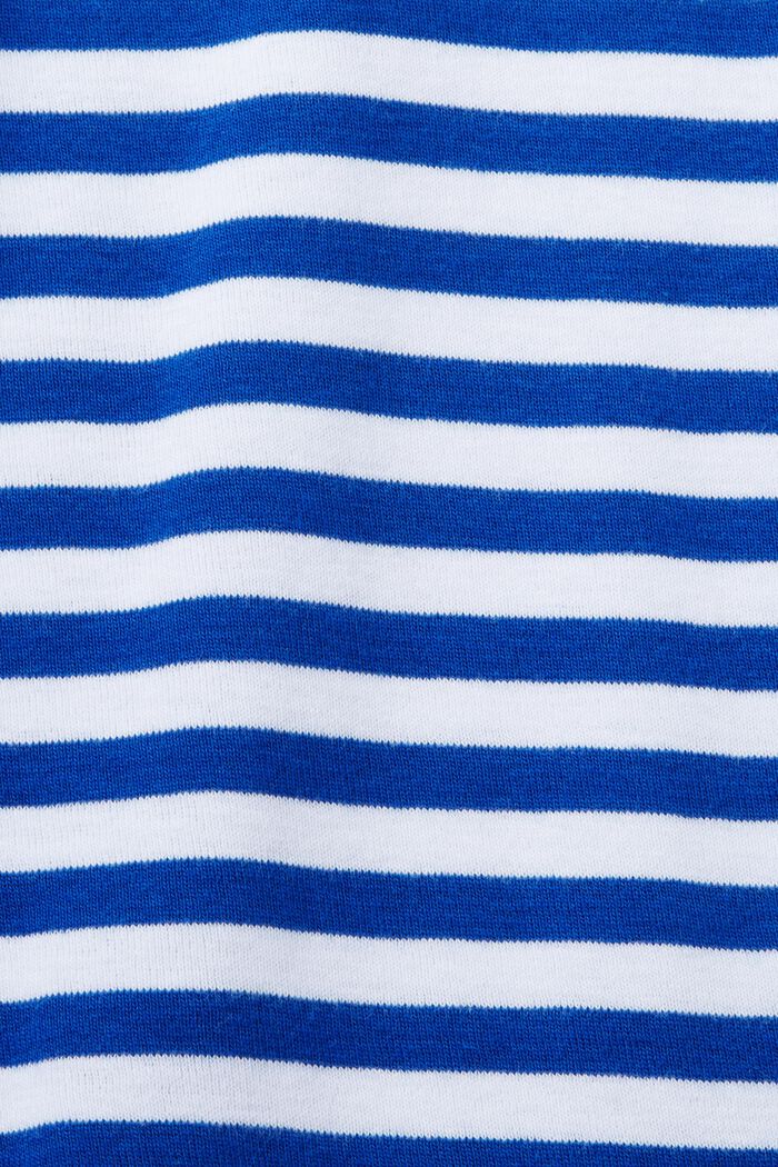 Randig bomulls-T-shirt med logotryck, BRIGHT BLUE, detail image number 5