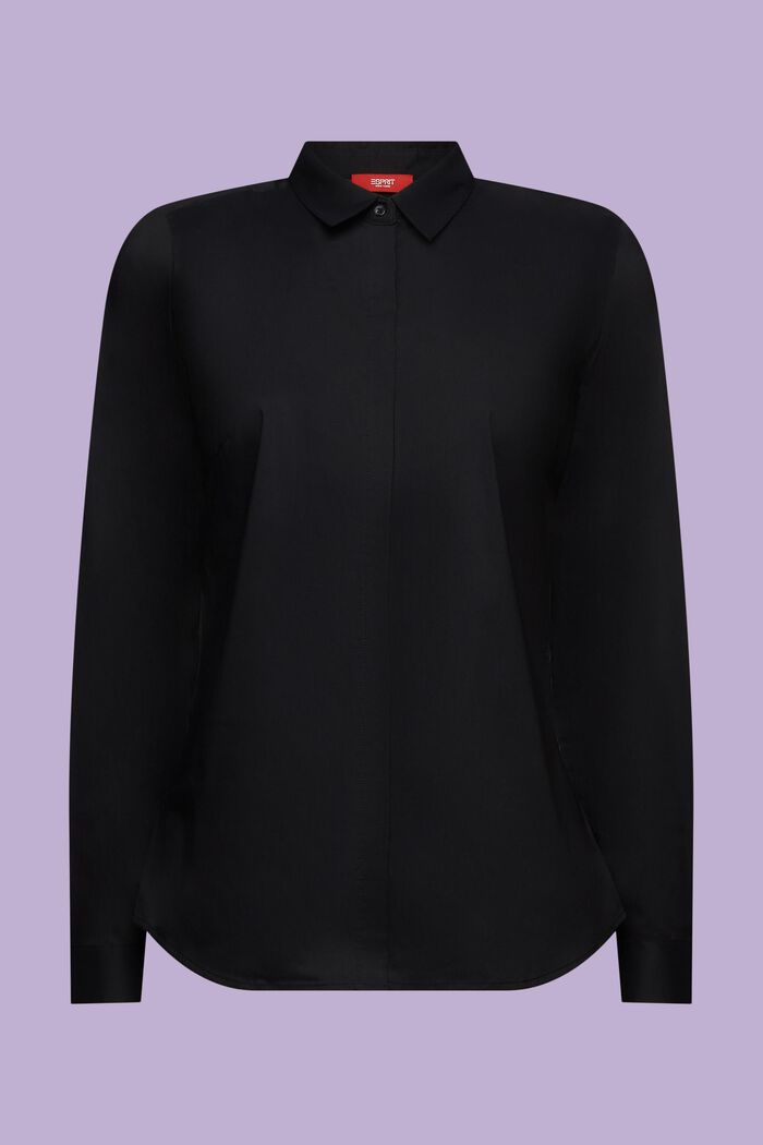 Skjortblus i poplin, BLACK, detail image number 5