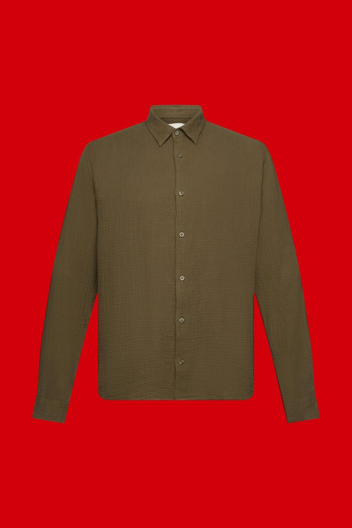 Skjorta i hållbar bomullsmuslin, KHAKI GREEN, detail image number 6