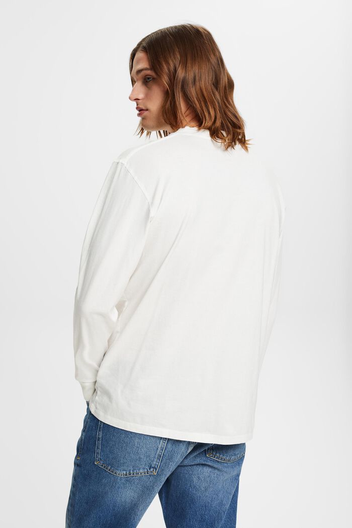 Långärmad tröja med knappar, OFF WHITE, detail image number 3