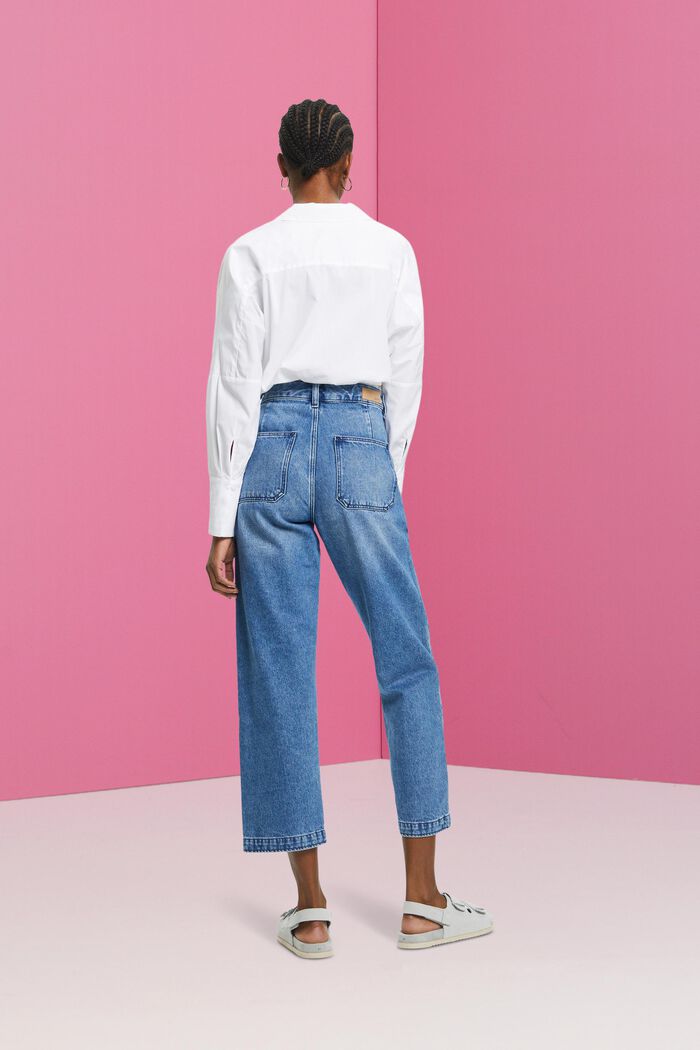 Jeans i dad-modell av hållbar bomull, BLUE MEDIUM WASHED, detail image number 3