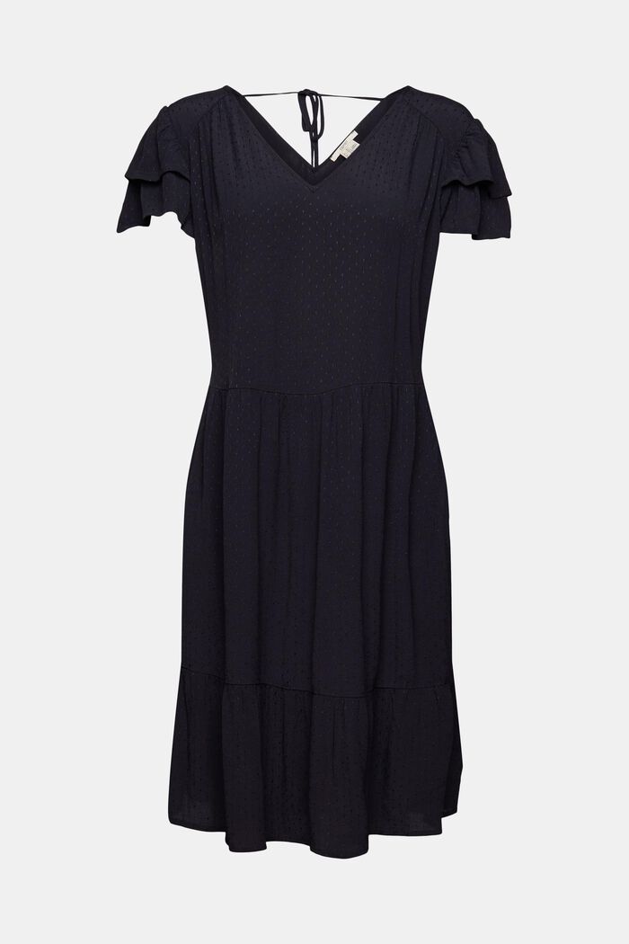 Prickig klänning med volanger, BLACK, detail image number 6