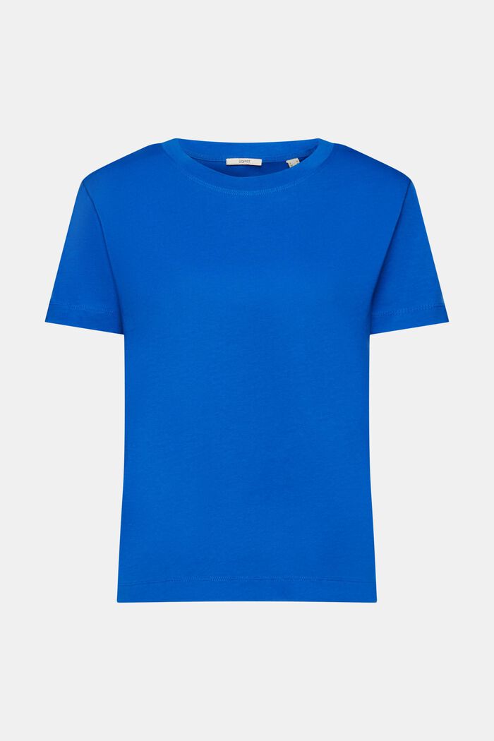 Bomulls-T-shirt med rund ringning, BLUE, detail image number 6