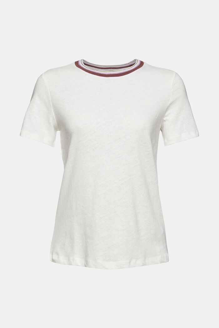 Med linne: T-shirt med randig ringning, OFF WHITE, overview