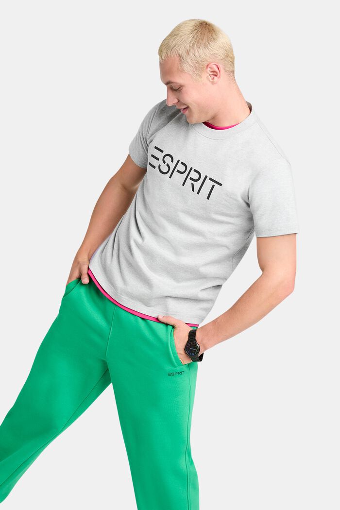 T-shirt i bomullsjersey med logo, unisexmodell, LIGHT GREY, detail image number 1