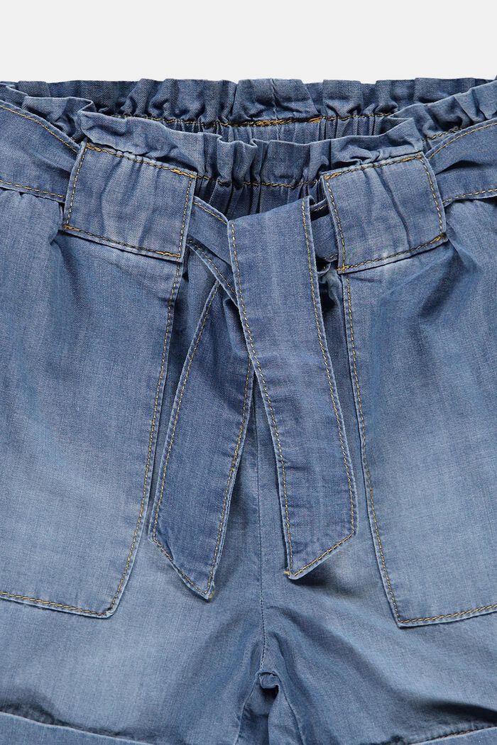 Bekväma shorts med skärp i jeanslook, BLUE LIGHT WASHED, detail image number 2