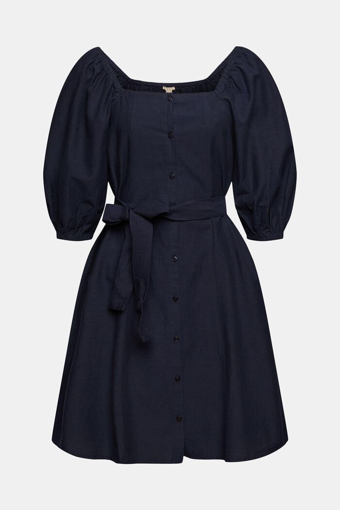 Med linne: klänning med knappslå, NAVY, detail image number 7