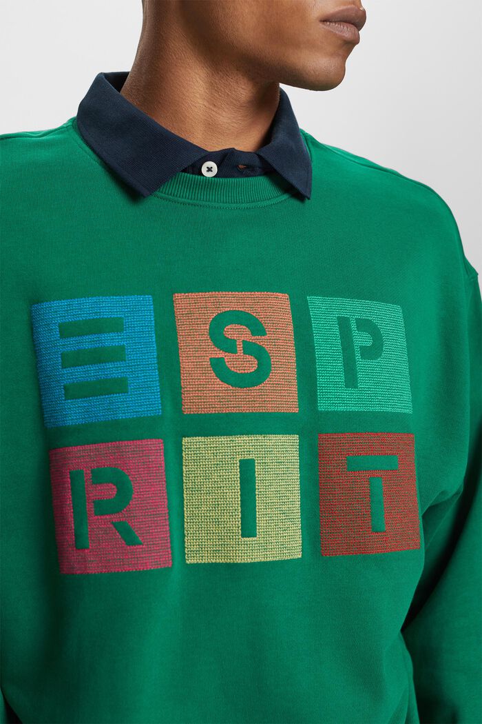 Sweatshirt med logo i ekologisk bomull, DARK GREEN, detail image number 2