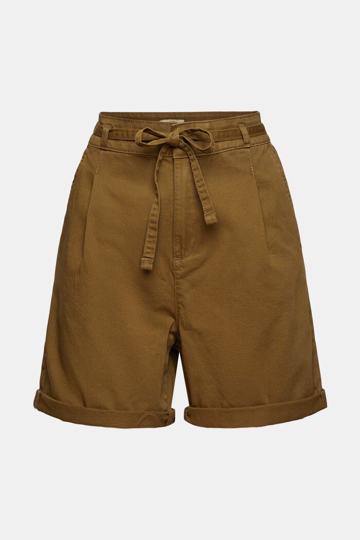 Shorts i 100% pimabomull med hög midja, KHAKI GREEN, detail image number 6