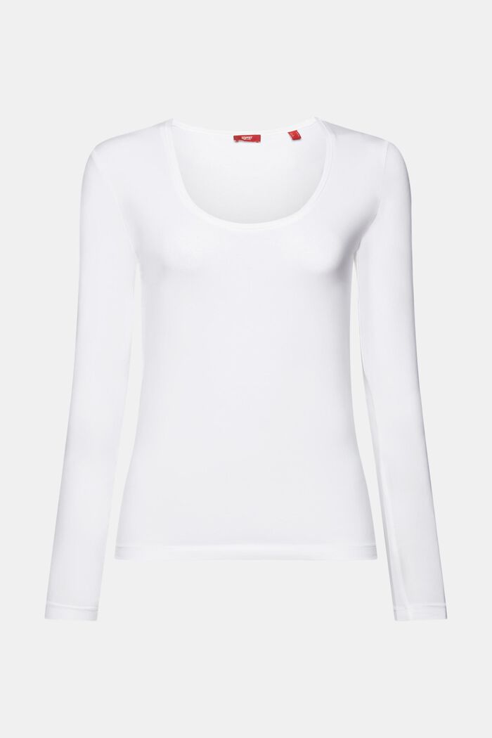 Långärmad jersey-T-shirt, 100% bomull, WHITE, detail image number 6