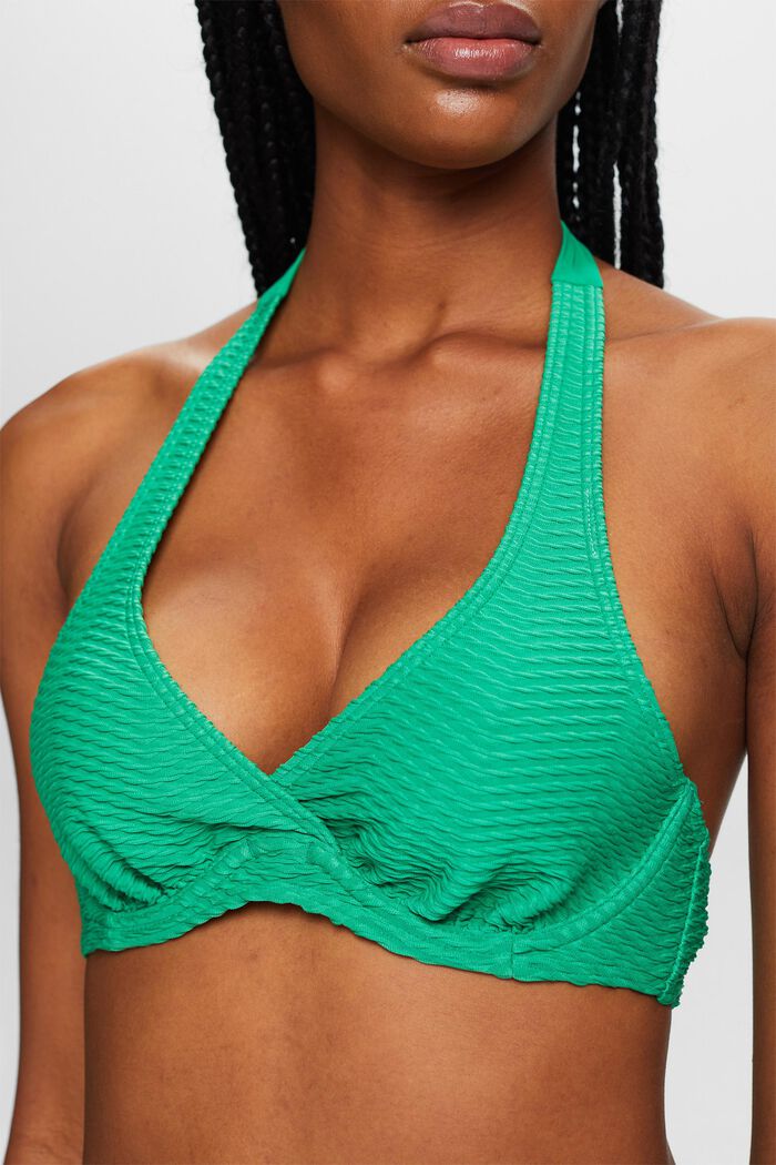 Återvunnet: Texturerad bikiniöverdel med bygel, GREEN, detail image number 1