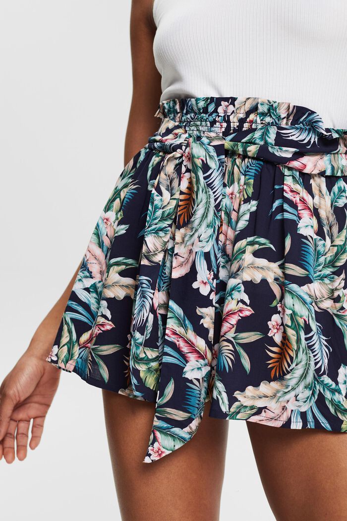 Shorts med tropiskt mönster, LENZING™ ECOVERO™, NAVY, detail image number 1