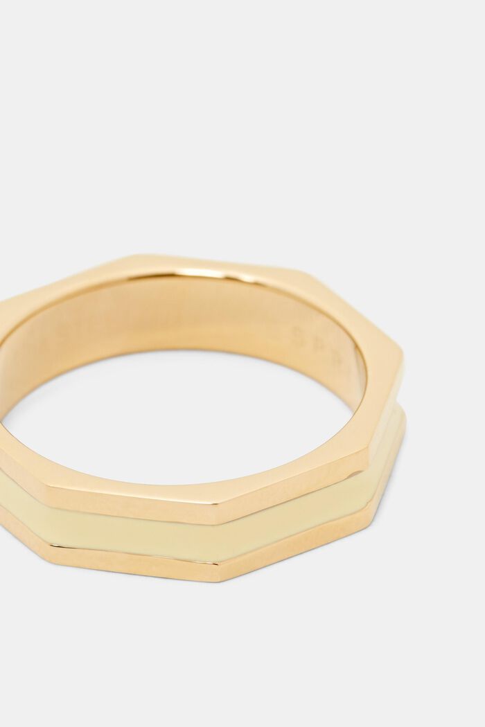 Kantig ring med färg, rostfritt stål, GOLD, detail image number 1