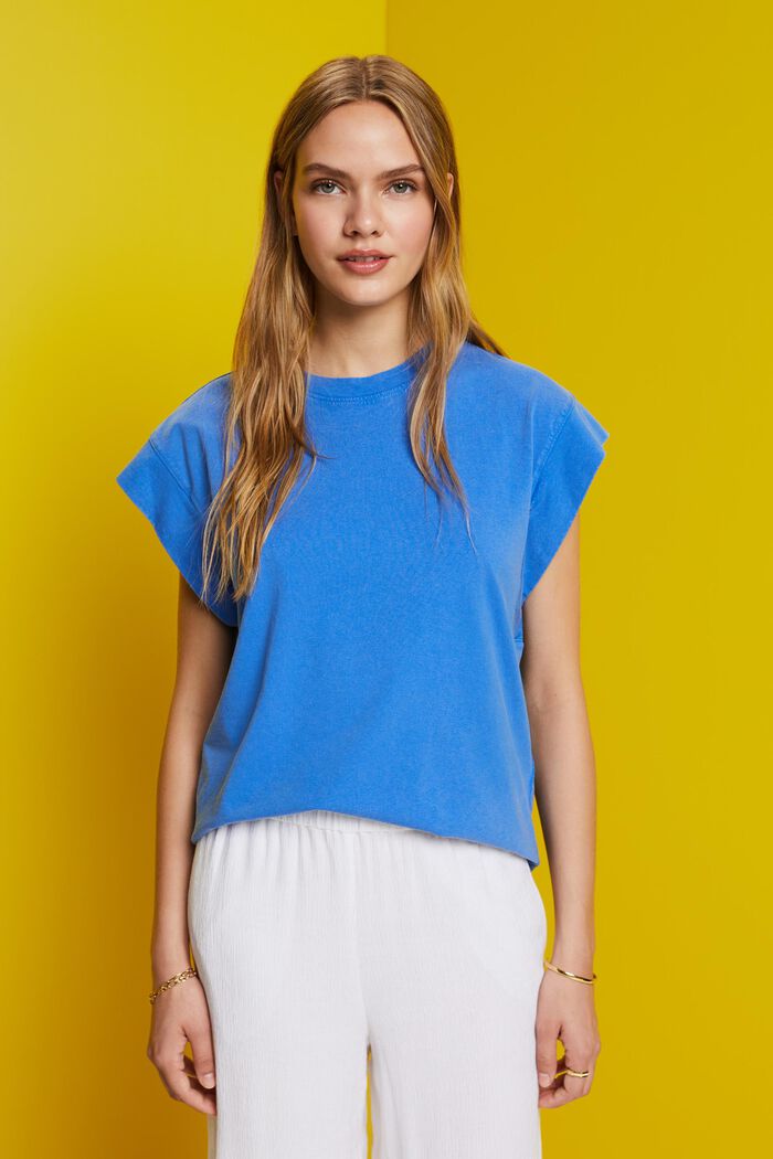 Kortärmad T-shirt med fladdermusärm, BRIGHT BLUE, detail image number 0