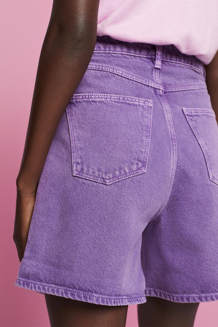 Shorts med hög midja och linneandel, PURPLE, detail image number 4