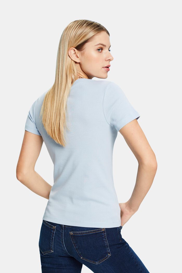 V-ringad T-shirt i bomull, LIGHT BLUE, detail image number 2