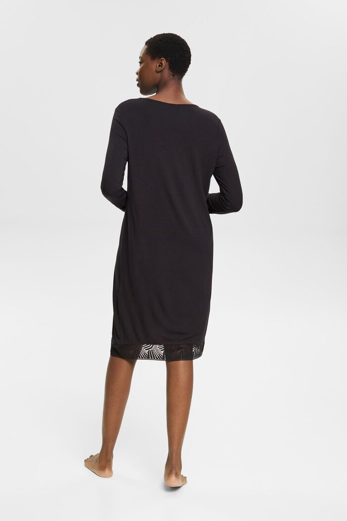 Nattskjorta med spets, LENZING™ ECOVERO™, BLACK, detail image number 3