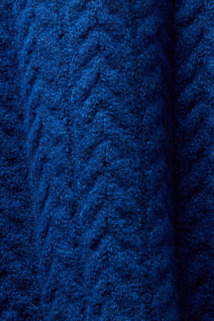 Kabelstickad tröja med polokrage, BRIGHT BLUE, detail image number 5