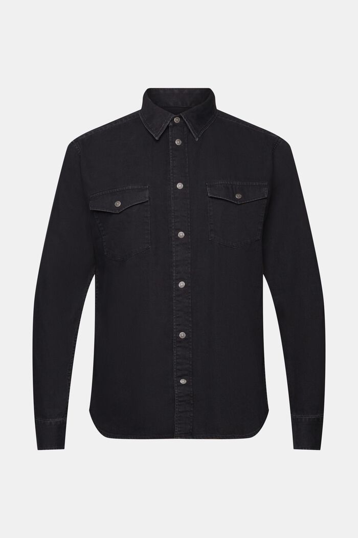 Jeansskjorta, 100% bomull, BLACK DARK WASHED, detail image number 6