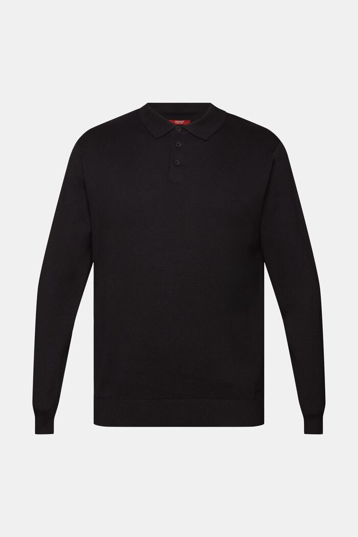 Stickad tröja med tenniskrage, TENCEL™, BLACK, detail image number 6