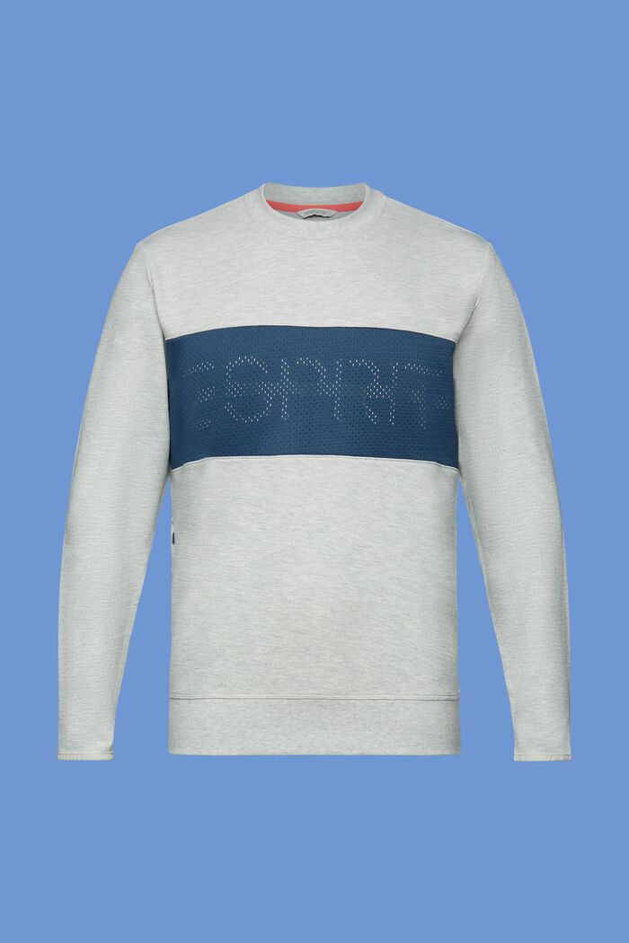 Sweatshirt i fleece med logo i mesh, LIGHT GREY, detail image number 6