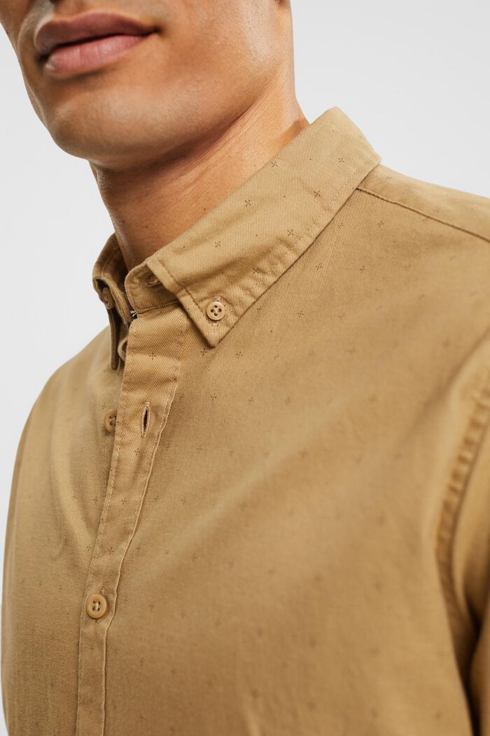 Button down-skjorta med mikromönster, KHAKI BEIGE, detail image number 0