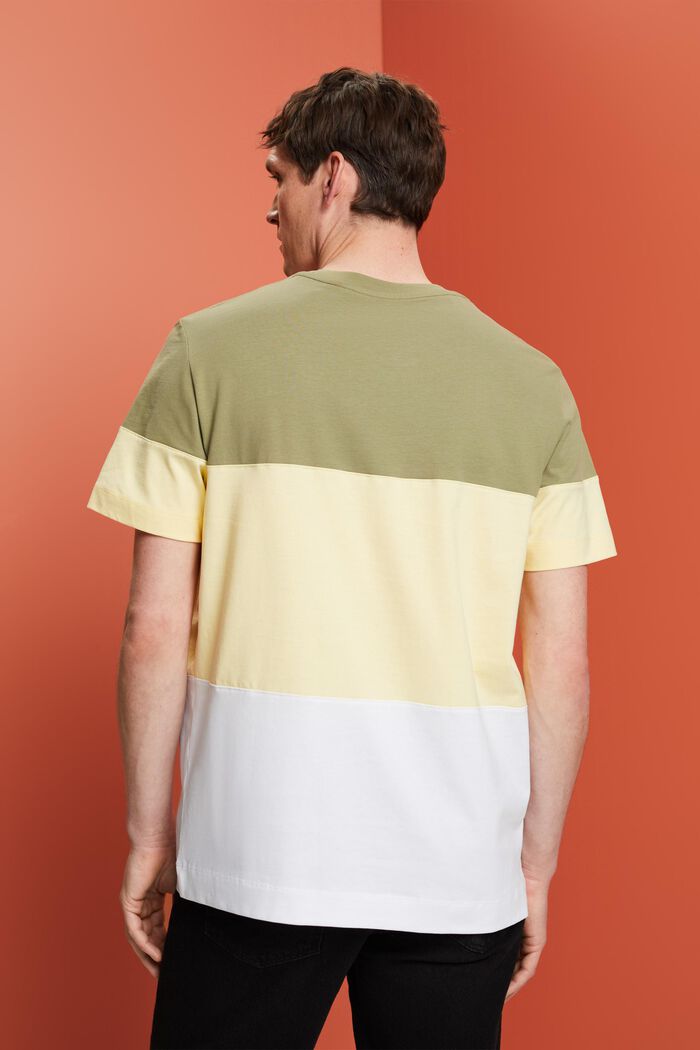 T-shirt med färgblock, 100% bomull, LIGHT KHAKI, detail image number 3