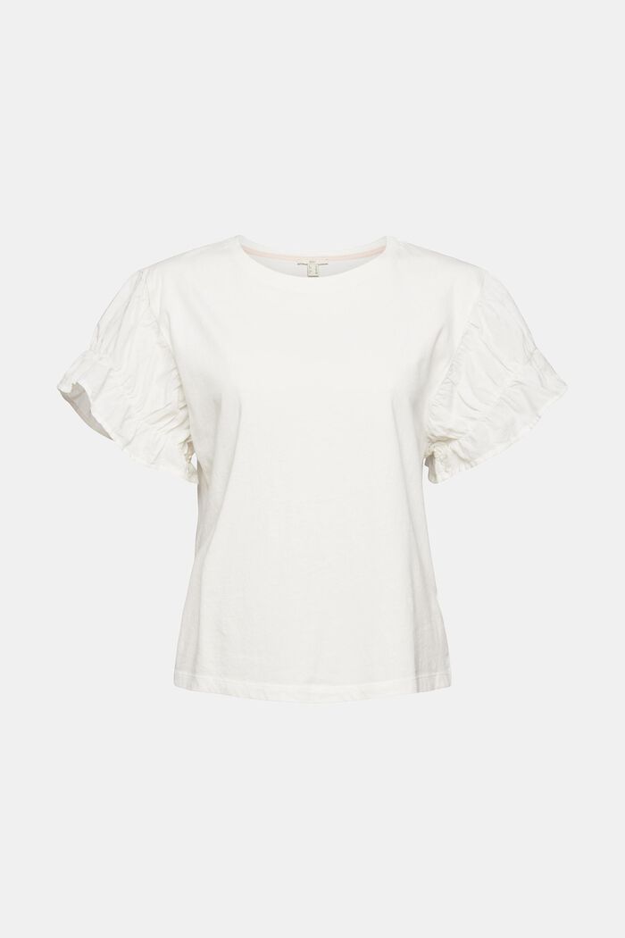 T-shirt med volangärm, ekobomull, OFF WHITE, detail image number 5