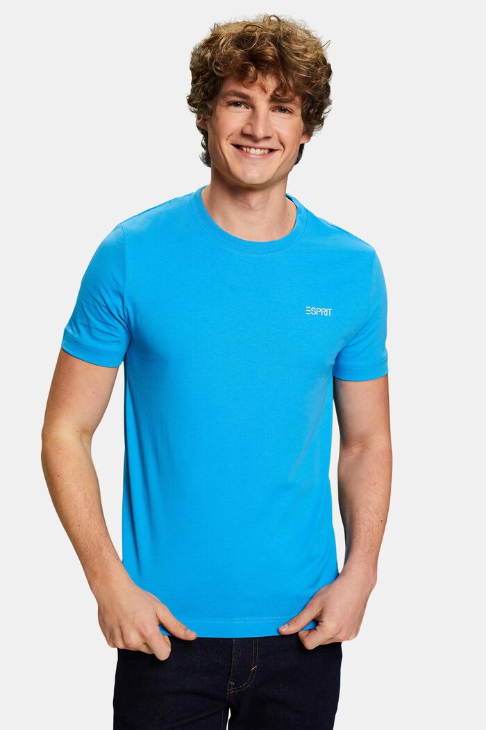 T-shirt i bomullsjersey med logo, BLUE, detail image number 0