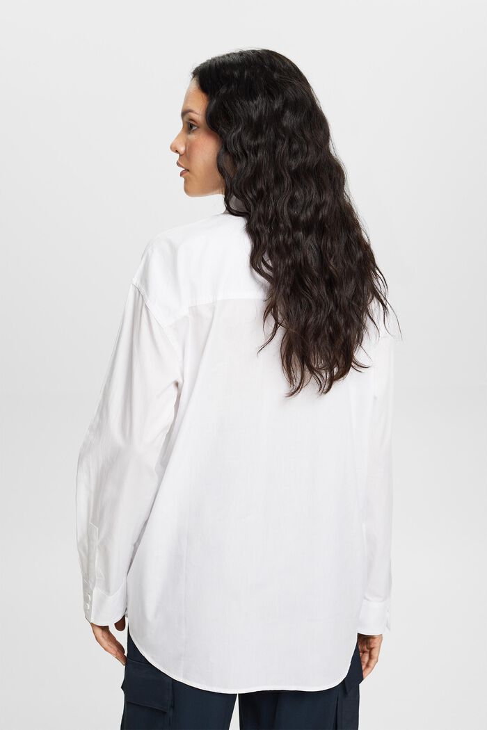 Skjortblus i poplin, 100% bomull, WHITE, detail image number 4