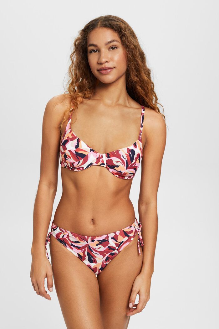 Carilo beach bikiniunderdel med blomtryck, DARK RED, detail image number 1