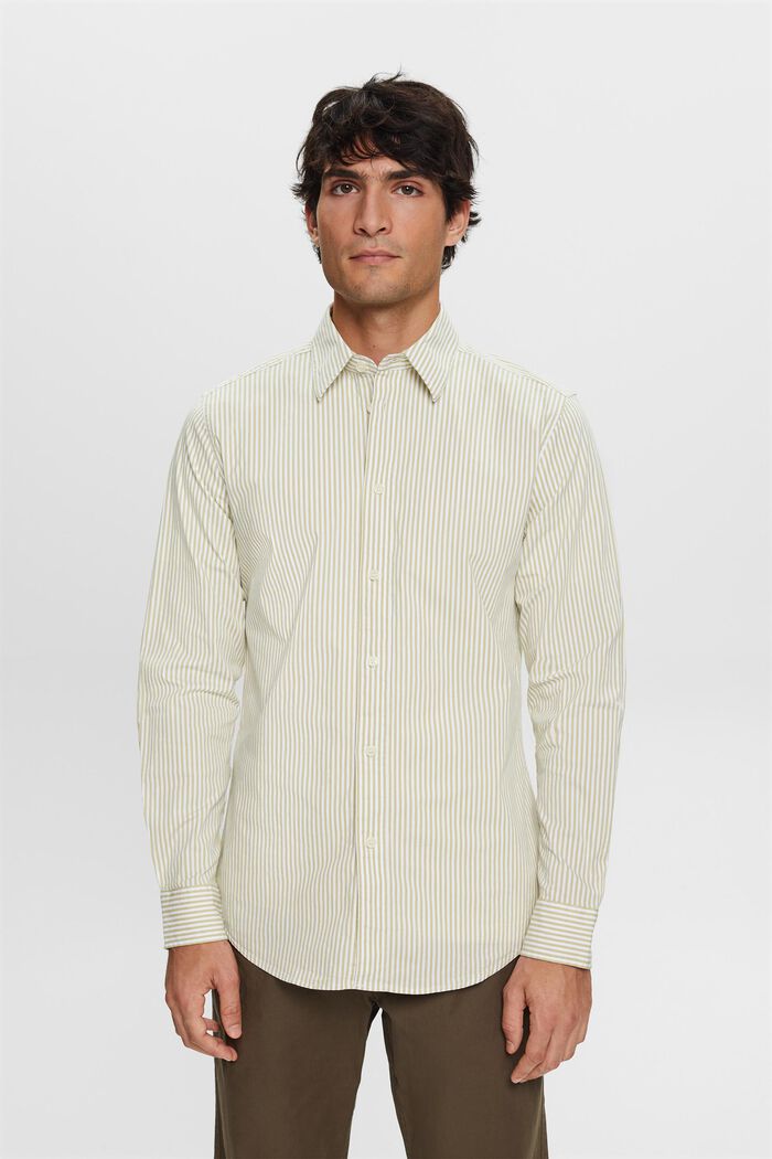 Randig skjorta i bomullspoplin, PISTACHIO GREEN, detail image number 1