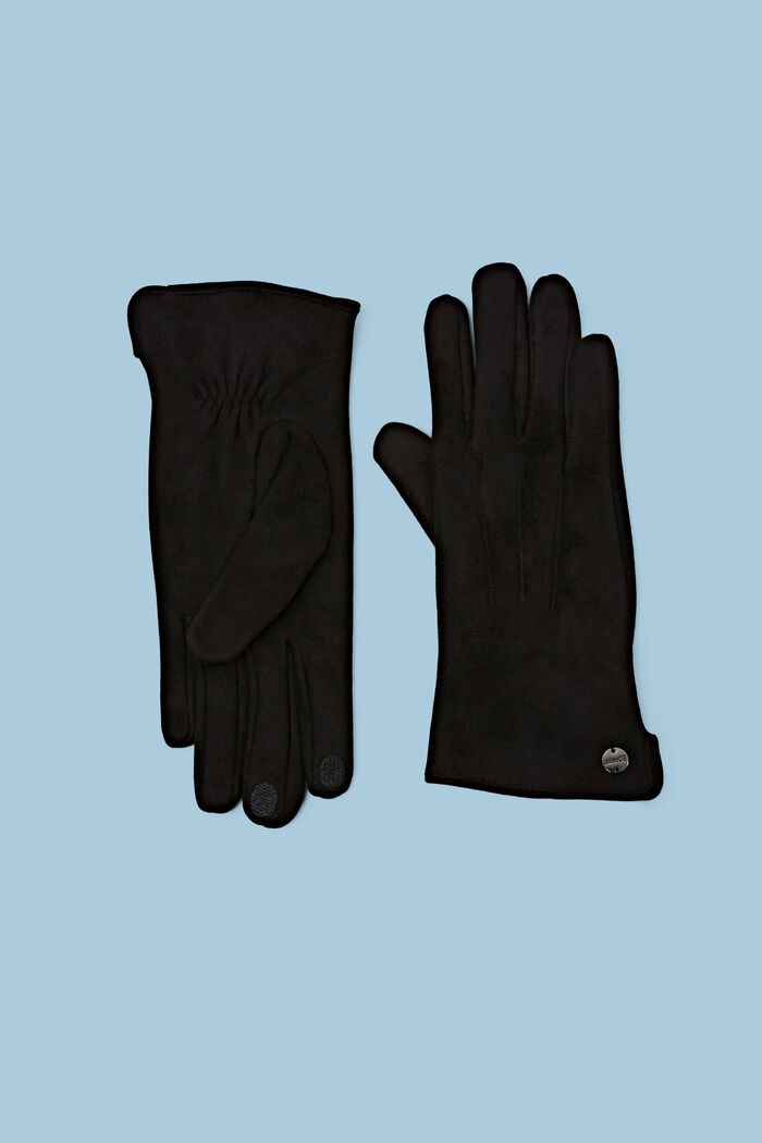Pekskärmsvänliga handskar i mockaimitation, BLACK, detail image number 0