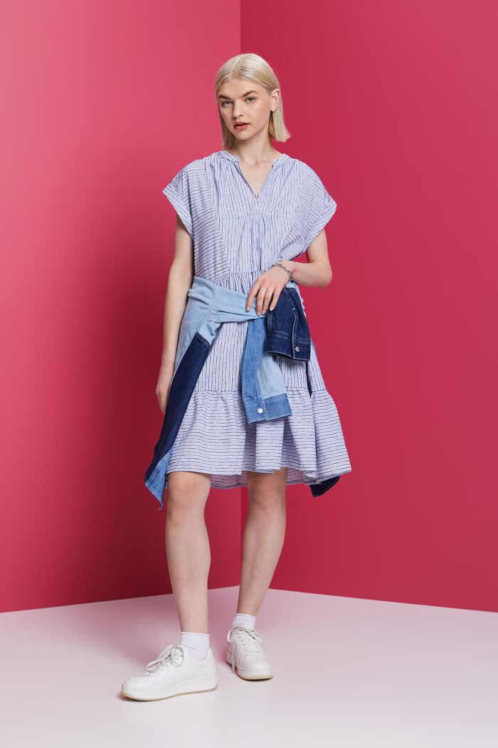 Randig klänning, 100 % bomull, BRIGHT BLUE, detail image number 1